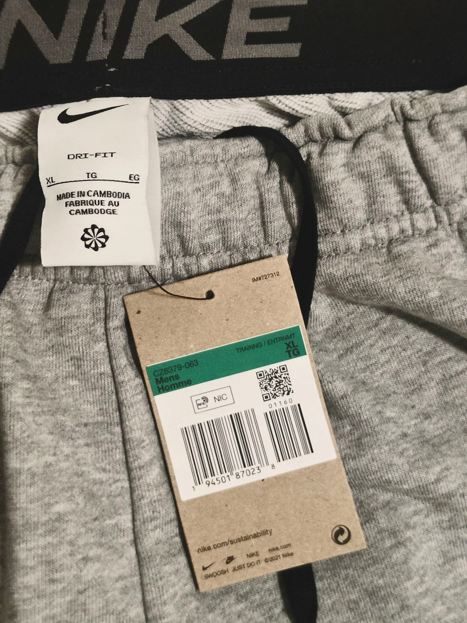 Pantalon de jogging Nike Dri-FIT Gris Neuf XL